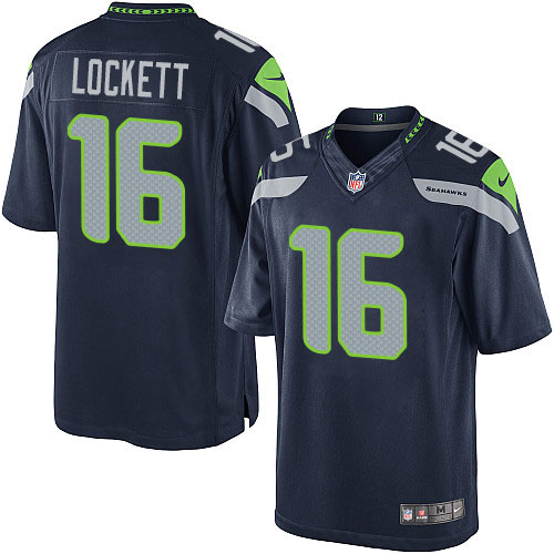 Men's Limited Tyler Lockett Nike Jersey Navy Blue Home - #16 NFL Seattle Seahawks